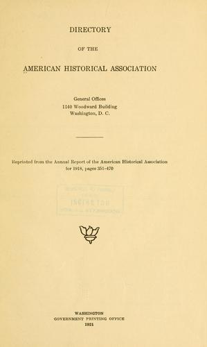 Cover for Directory of the American historical association ...