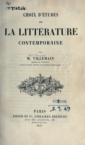 Cover for Choix d'études sur la littérature contemporaine.