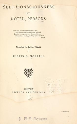 Cover for Self-consciousness of noted persons.