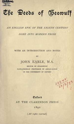 Cover for The deeds of Beowulf