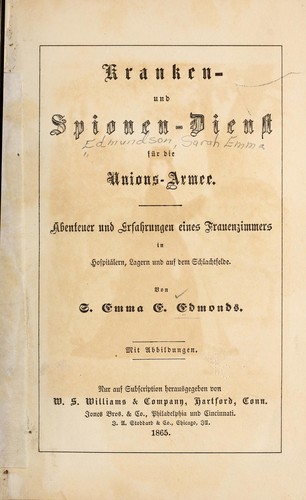 Cover for Kranken- und spionen-dienst für dei unions-armee