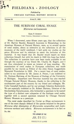 Cover for The Surinam coral snake