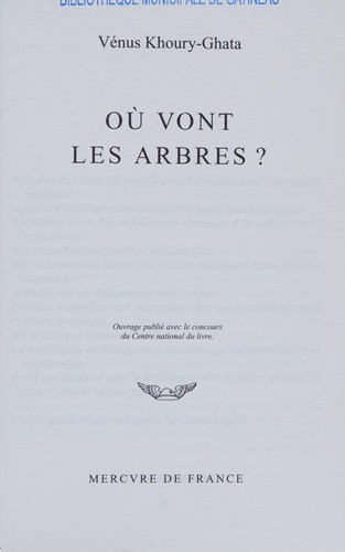 Cover for Où vont les arbres?