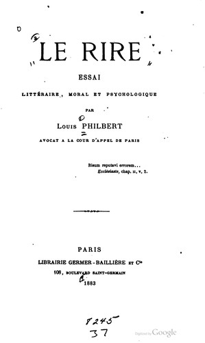 Cover for Le rire