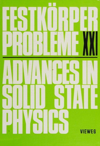 Cover for Advances in Solid State Physics/Festkorper-Probleme