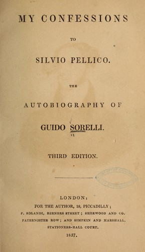 Cover for My confessions to Silvio Pellico