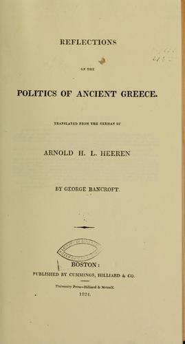 Cover for Reflections on the politics of ancient Greece