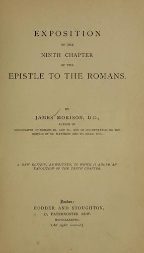 Cover for Exposition of the ninth chapter of the Epistle to the Romans ...