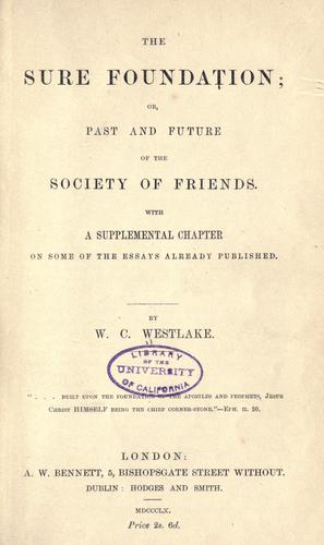 Cover for The sure foundation