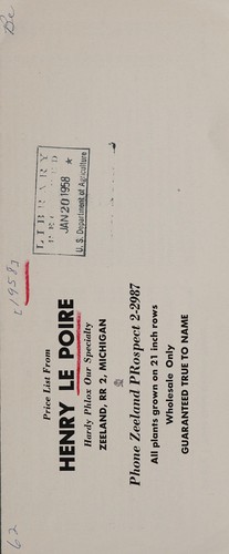 Cover for Price list from Henry Le Poire