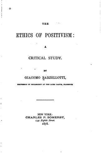 Cover for The ethics of positivism