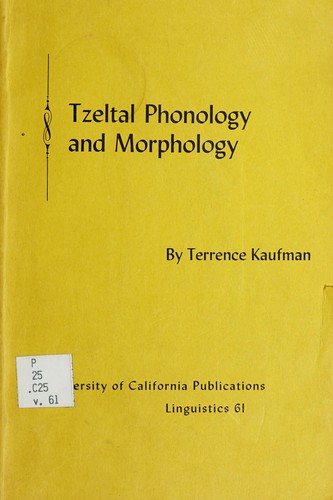 Cover for Tzeltal phonology and morphology.