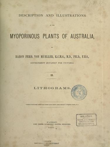 Cover for Description and illustrations of the myoporinous plants of Australia
