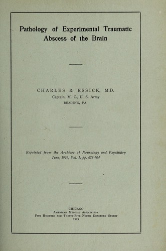 Cover for Pathology of experimental traumatic abcess of the brain