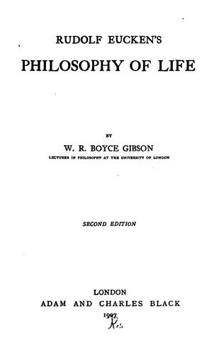 Cover for Rudolf Eucken's philosophy of life