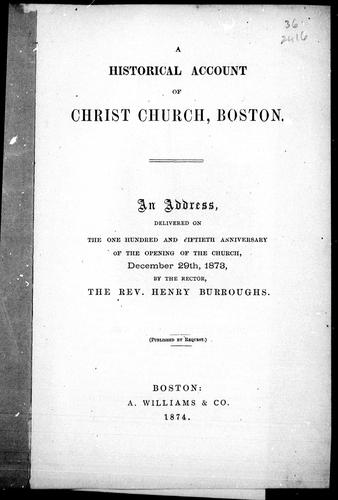 Cover for A historical account of Christ Church, Boston