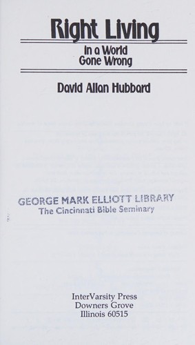 Cover for Right living in a world gone wrong
