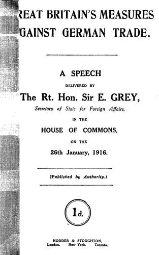 Cover for Great Britain's measures against German trade.