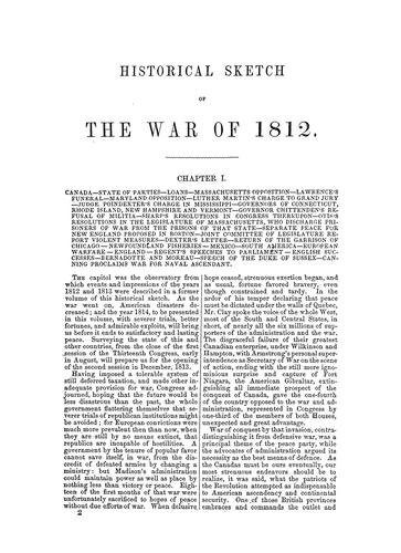 Cover for Historical sketch of the second war between the United States of America and Great Britain