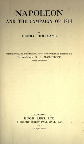 Cover for Napoleon and the campaign of 1814.