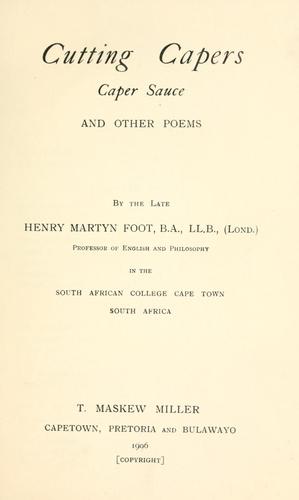 Cover for Cutting capers, caper sauce, and other poems.