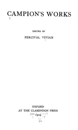 Cover for Campion's works