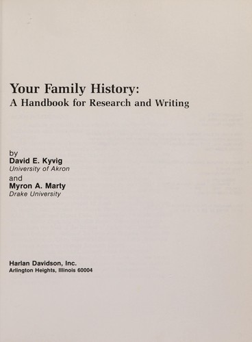 Cover for Your family history