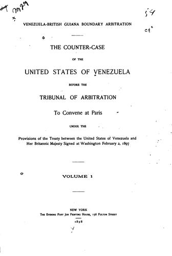 Cover for Venezuela-British Guiana boundary arbitration.