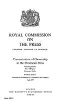 Cover for Concentration of Ownership in the Provincial Press (Command 6810-5)