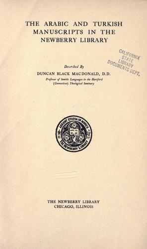 Cover for The Arabic and Turkish manuscripts in the Newberry library
