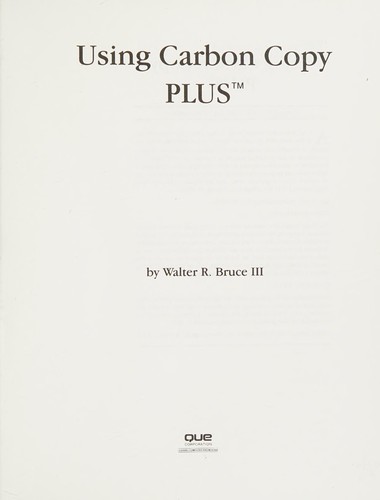 Cover for Using Carbon Copy Plus