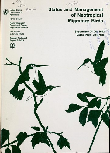 Cover for Status and management of neotropical migratory birds