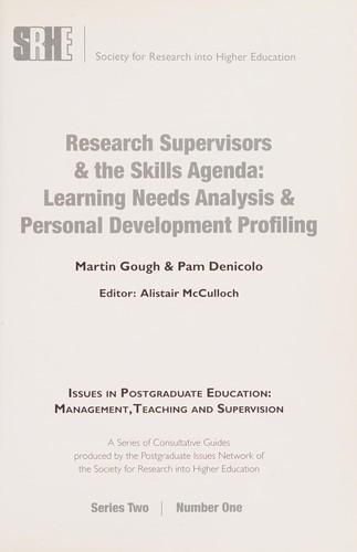 Cover for Research supervisors and the skills agenda