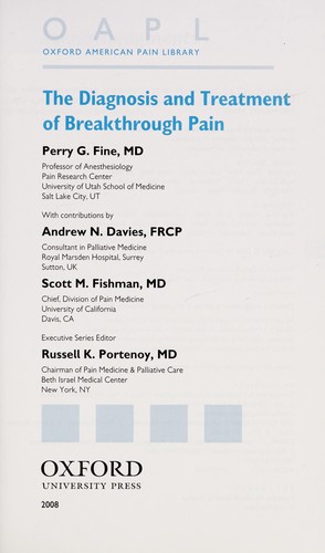 Cover for The diagnosis and treatment of breakthrough pain