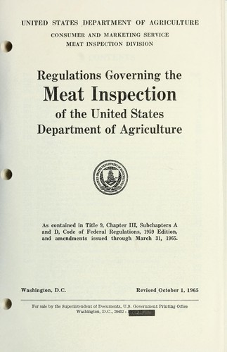 Cover for Regulations governing the meat inspection of the United States Department of Agriculture