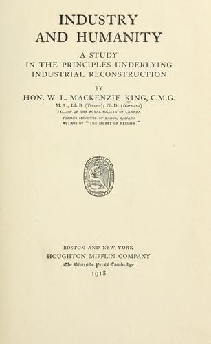 Cover for Industry and humanity