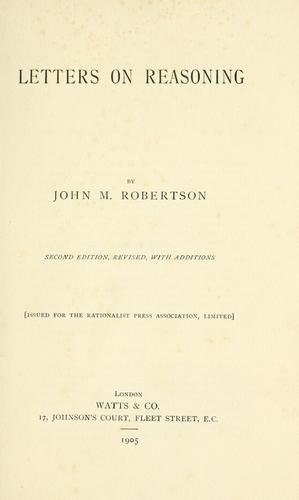 Cover for Letters on reasoning