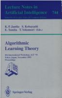 Cover for Algorithmic learning theory