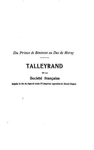 Cover for Du prince de Bénévent au duc de Morny.