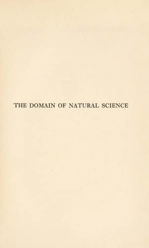 Cover for The domain of natural science