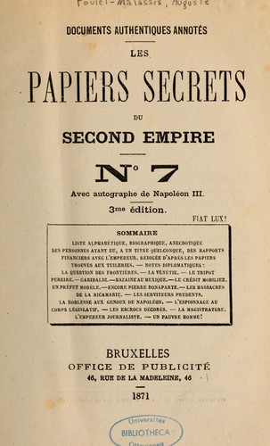 Cover for Les Papiers secrets du Second Empire