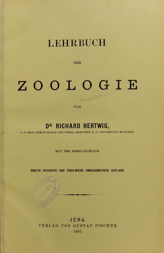 Cover for Lehrbuch der Zoologie
