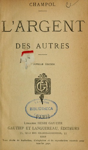 Cover for L'Argent des autres