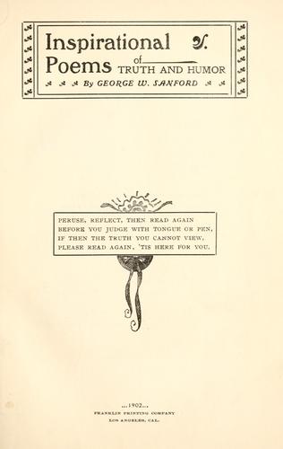 Cover for Inspirational poems of truth and humor.