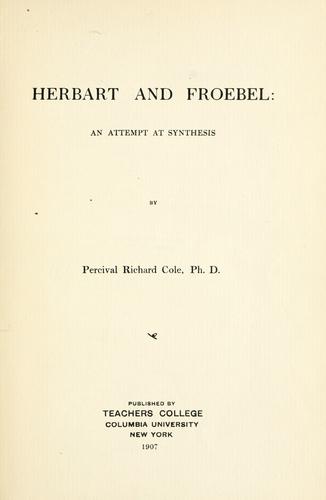 Cover for Herbart and Froebel: an attempt at synthesis