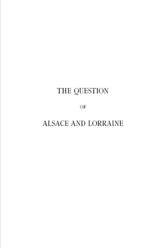 Cover for Question of Alsace & Lorraine.