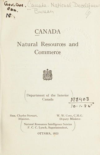 Cover for CANADA - NATURAL RESOURCES AND COMMERCE