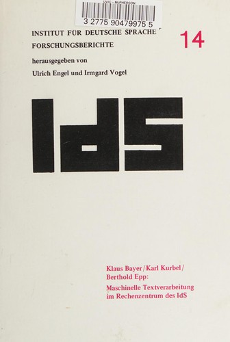 Cover for Maschinelle Textverarbeitung im Rechenzentrum des IdS