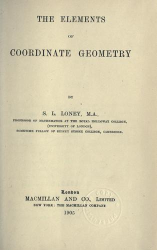 Cover for The elements of coordinate geometry.