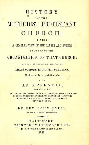 Cover for History of the Methodist Protestant Church